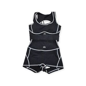 ALO Yoga Airbrush High-Waist Heart Throb Black & White Set Small NWT